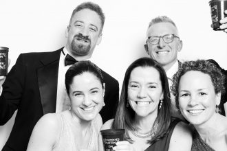 DC widow blog writer Marjorie Brimley poses with friends and their husbands at a party