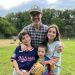 Children and husband of DC widow blog writer Marjorie Brimley Hale pose at baseball game