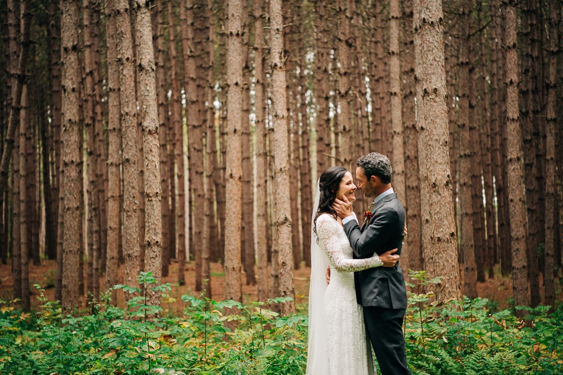 DC widow blog writer Marjorie Brimley Hale in forest at her wedding